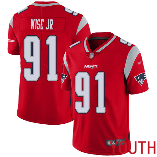 New England Patriots Football #91 Inverted Legend Limited Red Youth Deatrich Wise Jr NFL Jersey